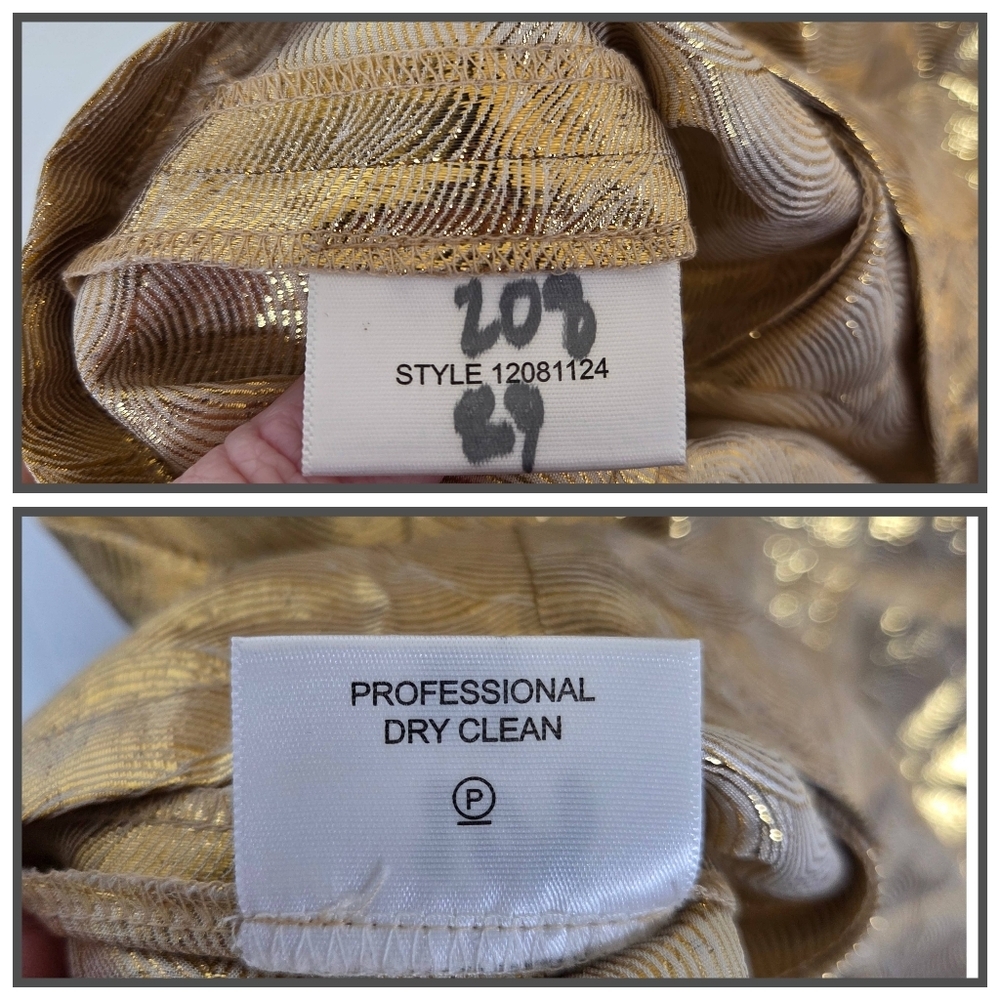 Tory Burch Trumpet Sleeveless Gold Ruffle Silk Blend Blouse Size 6 - Picture 10 of 16